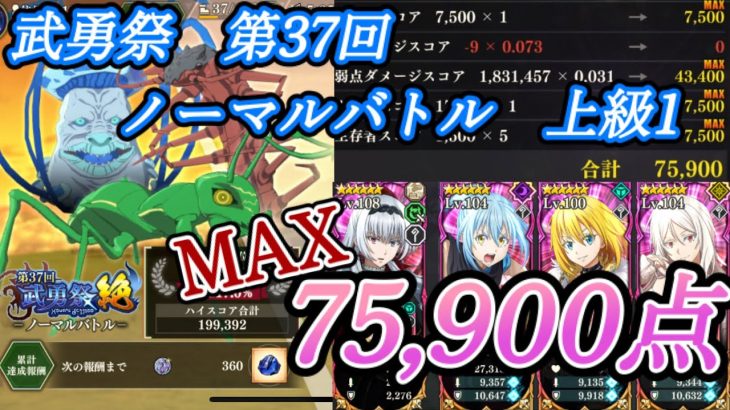 【MAX 75,900点】武勇祭（第37回）ノーマルバトル上級①【まおりゅう】